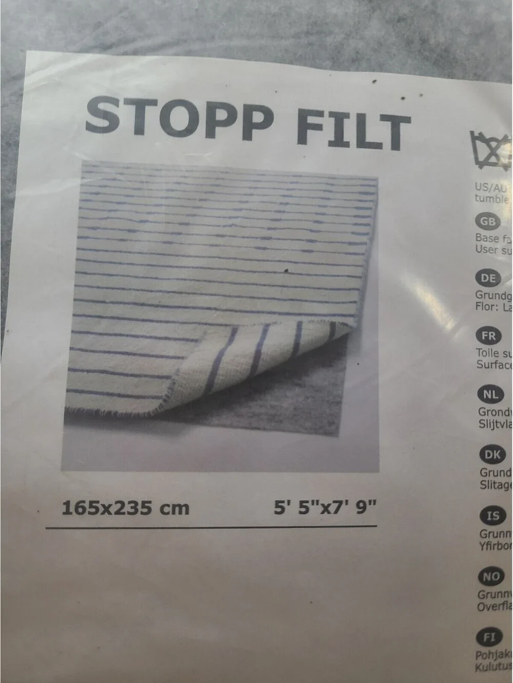 Ikea Stopp Filt Rug Underlay Mat Anti Slip 5'5
